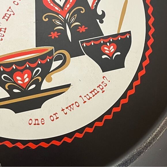Vintage Coffee & Tea Serving Tray “Kaffee Klatch” MCM Midcentury Modern Black - Picture 8 of 13
